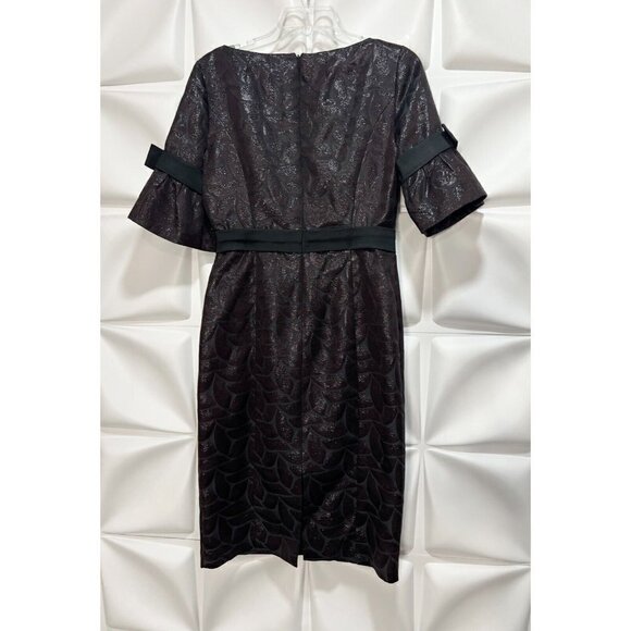 Donna Ricco Collection Sz 6 Black Brown Metallic Shimmer Bow Formal Dress - Picture 2 of 5